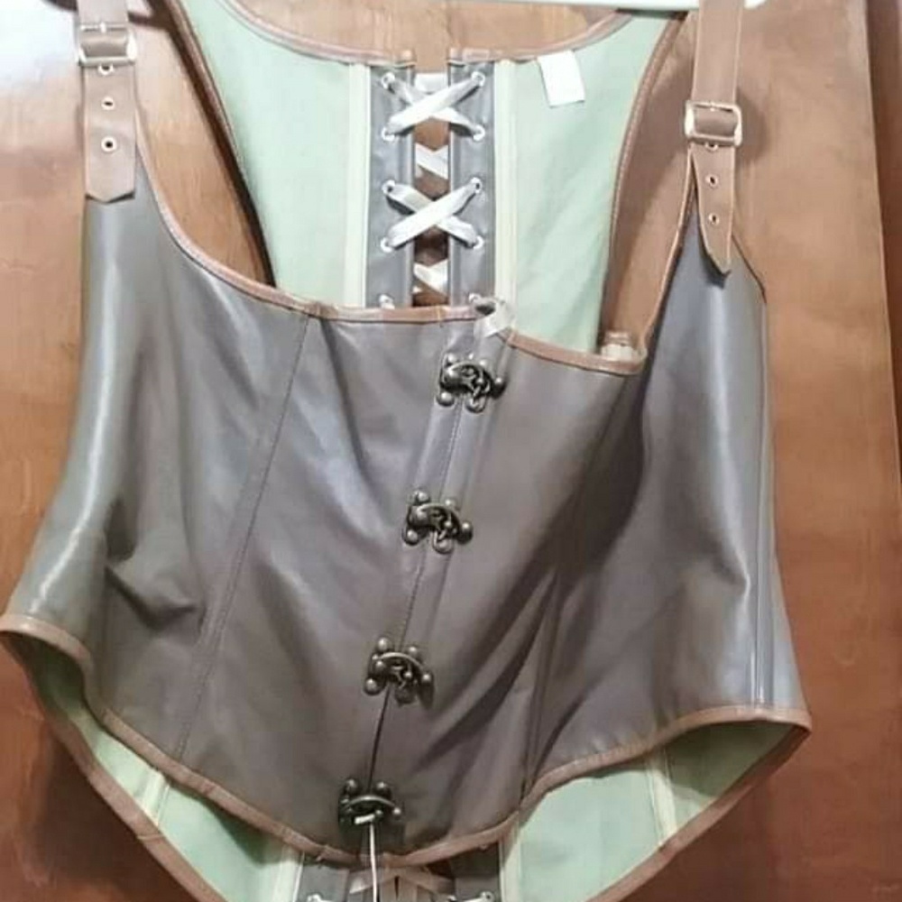 Underbust corset Steampunk Faux Leather metal